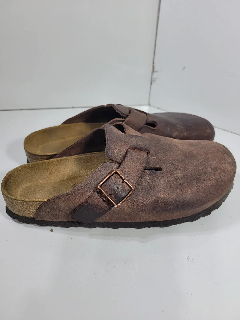 Birkenstock Boston Habana Brown Leather Clogs Regular Wide Size 39 US W8 M6 SFB